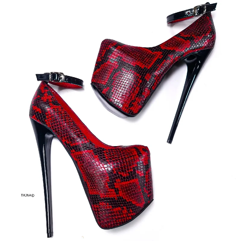 Women's genuine leather stiletto heel pumps with a soft finishDark Red & Black Leather Ankle Strap Heels Women's genuine leather stiletto heel pumps with a soft finishDark Red & Black Leather Ankle Strap Heels