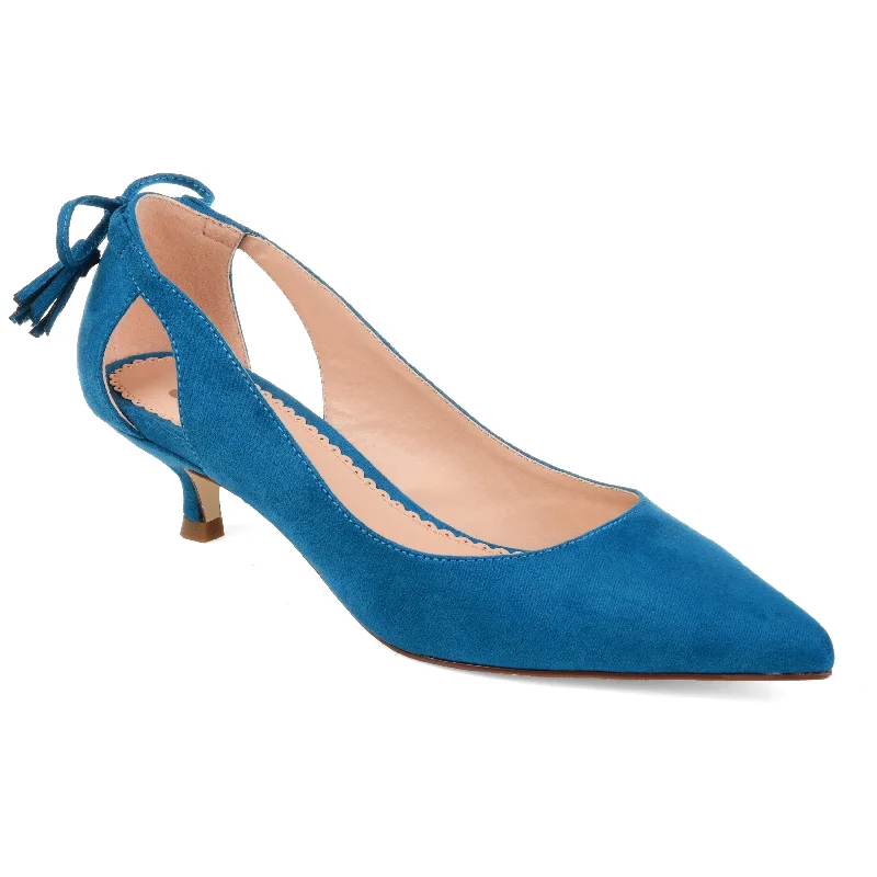 Women's lace - trimmed stiletto heel pumps with a scalloped edgeJournee Collection Women's Bindi Kitten Heel Women's lace - trimmed stiletto heel pumps with a scalloped edgeJournee Collection Women's Bindi Kitten Heel