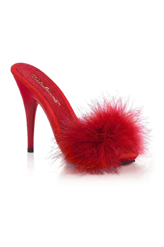 Women's Animal Print Heeled Sandals with High Heel and Open Back in Leopard for a Bold and Fashion - Forward StatementPOISE-501F Slide | Red Marabou Women's Animal Print Heeled Sandals with High Heel and Open Back in Leopard for a Bold and Fashion - Forward StatementPOISE-501F Slide | Red Marabou