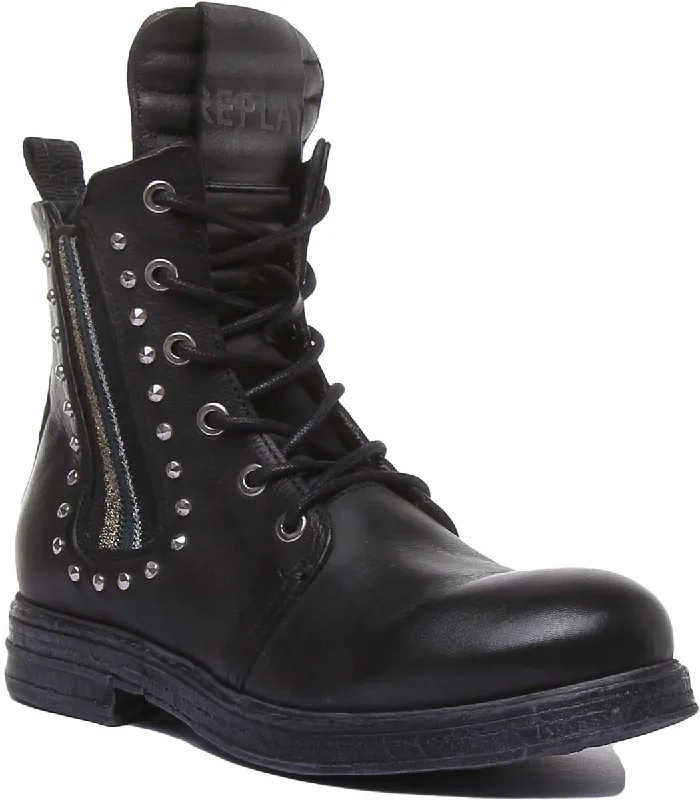 women's ankle boots with bow detailsReplay Womens Ankle Boots In Black