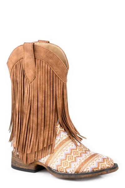 women's cowboy boots for workRoper Girl's Aztec Glitter Double Fringe Boots
