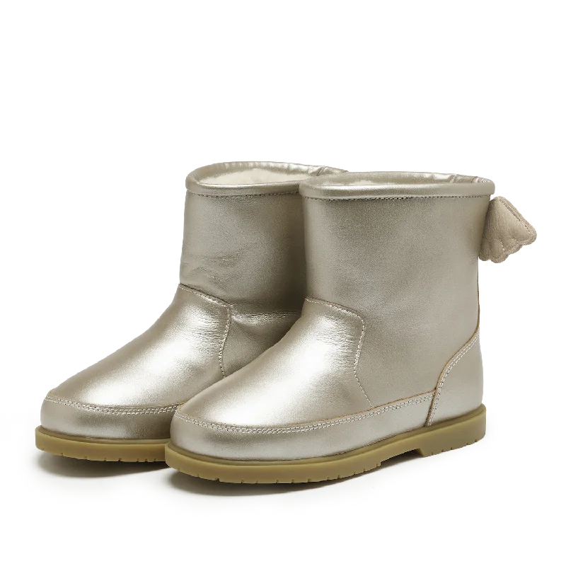 women's ankle boots with unique patternsAngela Boots | Wings | Off White Metallic Leather