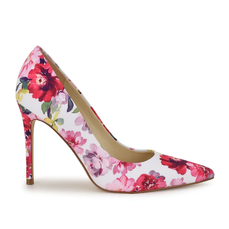 Women's prom stiletto heel pumps in a shimmery fabricFresh Pointy Toe Pumps