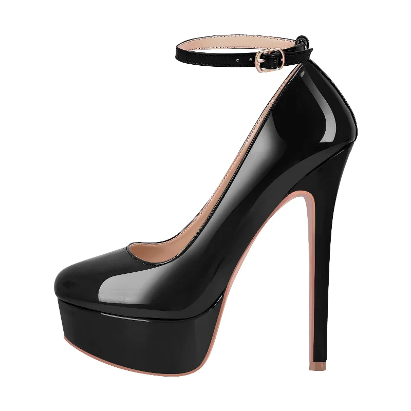 Women's water - resistant stiletto heel pumps for unexpected situationsRound Toe Ankle Strap Platform Stiletto Pumps Women's water - resistant stiletto heel pumps for unexpected situationsRound Toe Ankle Strap Platform Stiletto Pumps