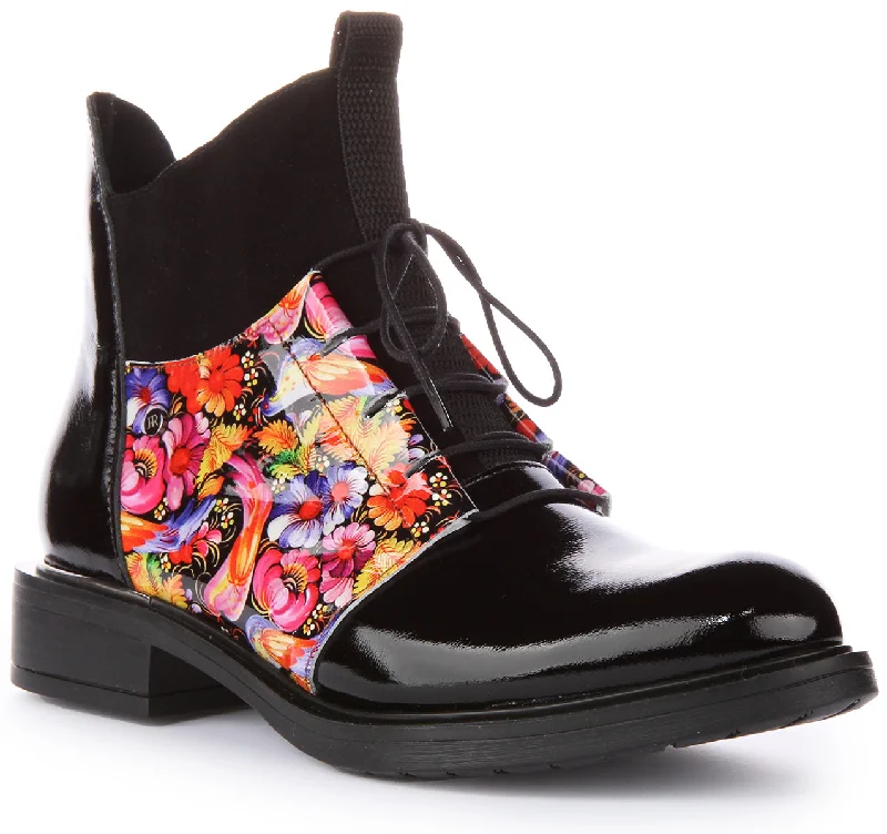 women's ankle boots with fringeJustinreess England Mylah In Black Flower For Women