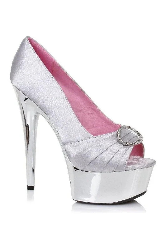 Women's hot pink stiletto heel pumps for a fun night out609-LAUREN Platform Pump | Silver Faux Leather Women's hot pink stiletto heel pumps for a fun night out609-LAUREN Platform Pump | Silver Faux Leather