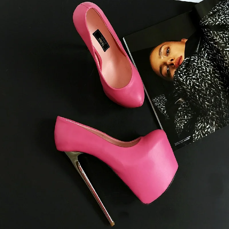 Women's studded stiletto heel pumps for an edgy lookPink Magenta Metallic Heel Pumps Women's studded stiletto heel pumps for an edgy lookPink Magenta Metallic Heel Pumps