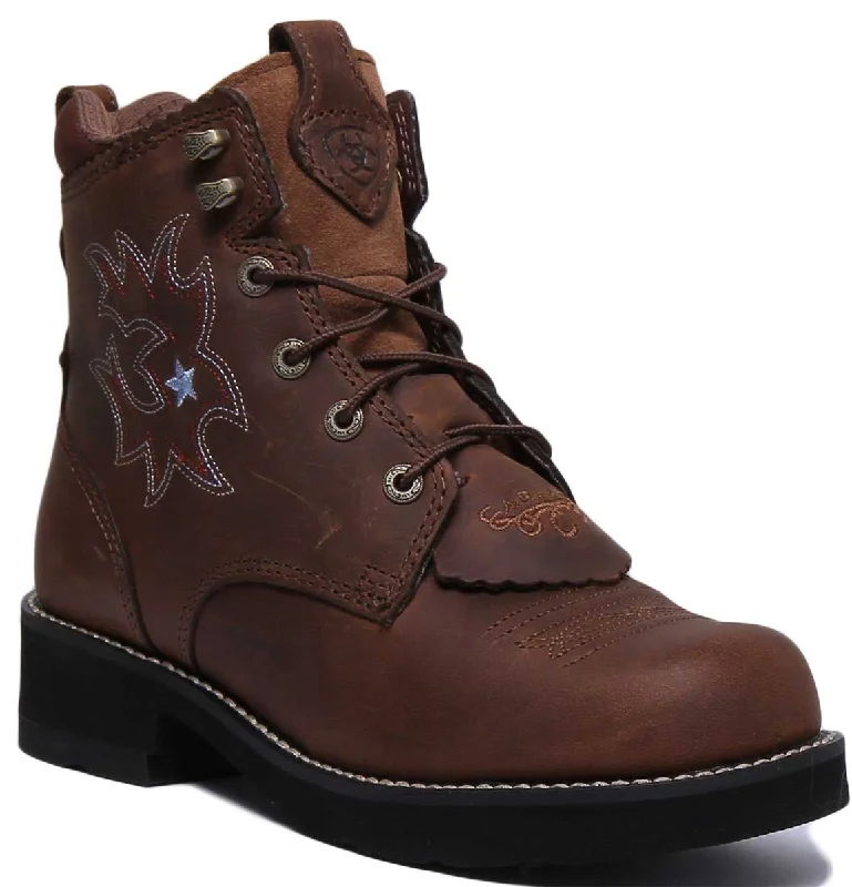 women's flat ankle bootsAriat Probaby Lacer In Brown