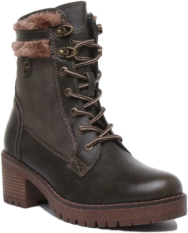 women's ankle boots with floral designRefresh 69298 In Khaki