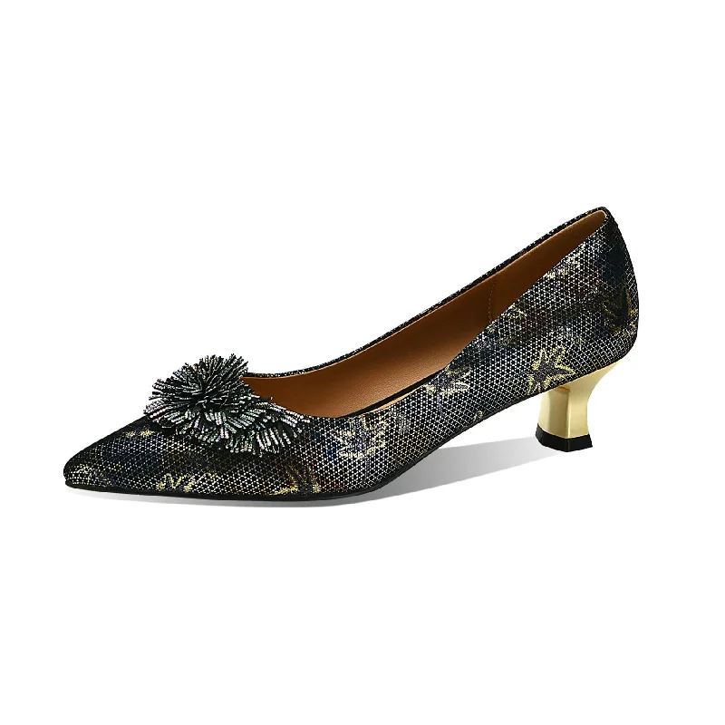 Women's tassel - adorned stiletto heel pumps for a bohemian touchTinaCus Handmade Women's Genuine Leather Pointed Toe Modern Buckle Slip On Gold Heel Pumps Women's tassel - adorned stiletto heel pumps for a bohemian touchTinaCus Handmade Women's Genuine Leather Pointed Toe Modern Buckle Slip On Gold Heel Pumps