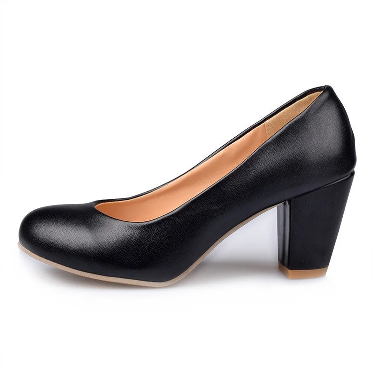 Women's date - night stiletto heel pumps with a sexy silhouetteDaily Round Toe Chunky Heel Pumps Women's date - night stiletto heel pumps with a sexy silhouetteDaily Round Toe Chunky Heel Pumps