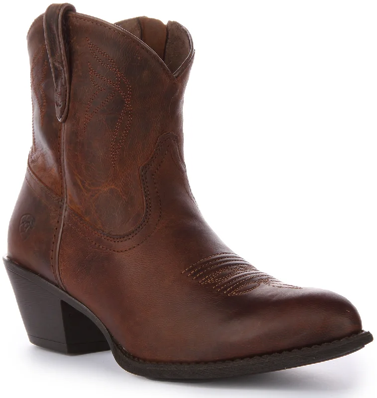 women's ankle boots with cutoutsAriat Darlin Sassy In Dark Brown For Women