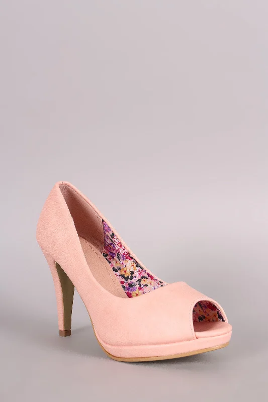 Women's studded stiletto heel pumps for an edgy lookPeep Toe Low Platform Pump