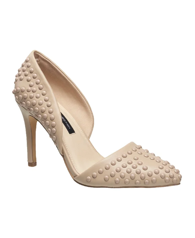 Women's metallic leather stiletto heel pumps with a reflective surfaceFrench Connection Women's Forever Studded Pump Women's metallic leather stiletto heel pumps with a reflective surfaceFrench Connection Women's Forever Studded Pump