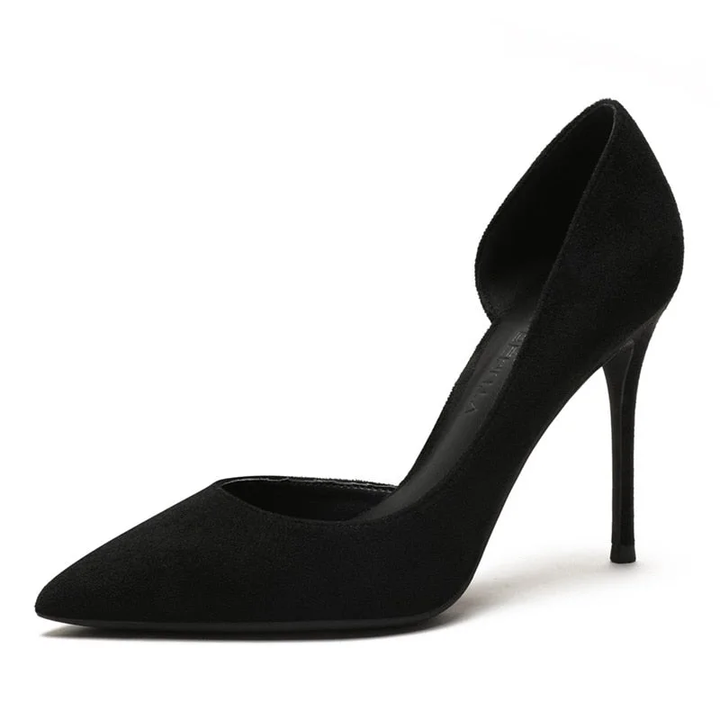 Women's strappy open - toe stiletto heel pumps with rhinestonesSexy Women's Solid Color 10cm Thin Heeled Pointed Toe Suede Leather Pumps Women's strappy open - toe stiletto heel pumps with rhinestonesSexy Women's Solid Color 10cm Thin Heeled Pointed Toe Suede Leather Pumps