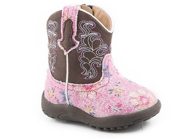 women's cowboy boots for casual wearRoper Cowbabies Glitter Flower Boots- Pink