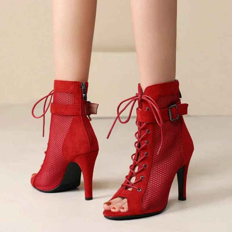 Women's platform stiletto heel pumps with a chunky soleWomen's Sexy Mesh Red Jazz Dancing Short Zipper High Heel Boot Shoes Women's platform stiletto heel pumps with a chunky soleWomen's Sexy Mesh Red Jazz Dancing Short Zipper High Heel Boot Shoes