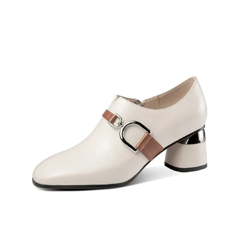 Women's cocktail party stiletto heel pumps with a unique patternTinaCus Women's Round Toe Genuine Leather Handmade Buckle Belt Side Zip Up Chunky Heels Stylish Pumps Women's cocktail party stiletto heel pumps with a unique patternTinaCus Women's Round Toe Genuine Leather Handmade Buckle Belt Side Zip Up Chunky Heels Stylish Pumps