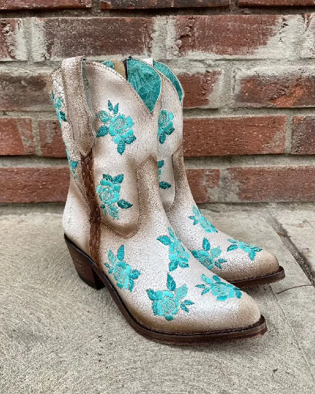 women's ankle boots with pointed toeCorral Women's White & Turquoise Rose Urban Ankle Boot F1273 women's ankle boots with pointed toeCorral Women's White & Turquoise Rose Urban Ankle Boot F1273