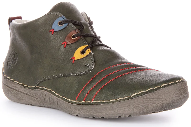 women's ankle boots with cutoutsRieker 52509-54 Ankle Boots In Green For Women