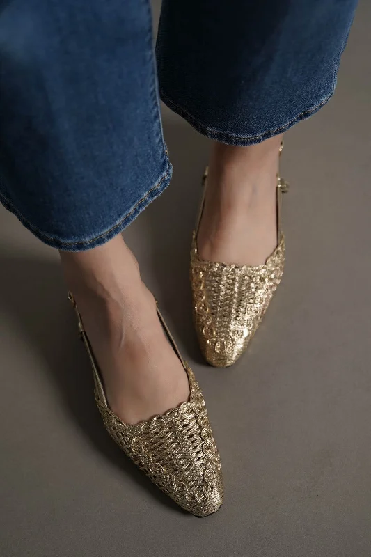 Women's breathable stiletto heel pumps for warm weatherWOVEN PARTY SLINGBACKS