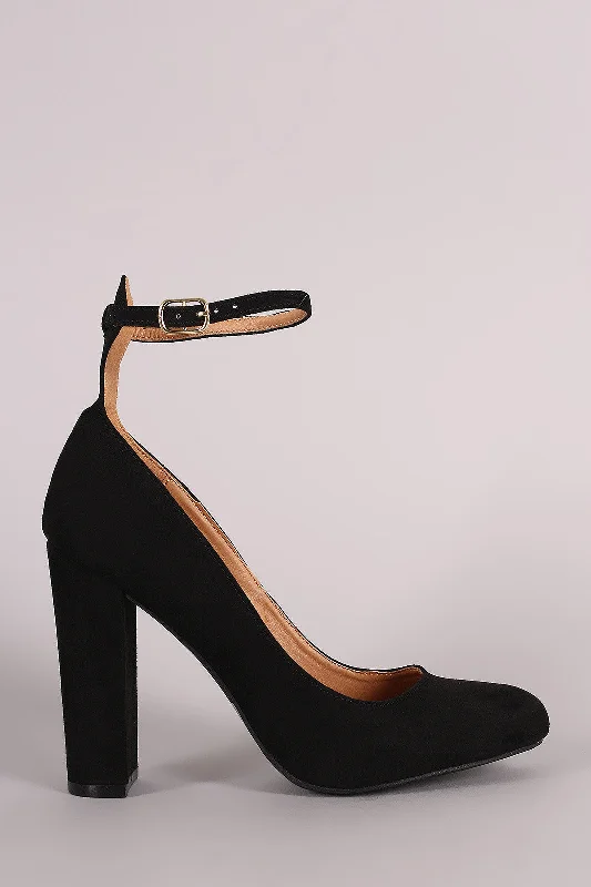 Women's non - slip stiletto heel pumps for safety on slippery floorsWild Diva Lounge Suede Almond Toe Ankle Strap Pump Women's non - slip stiletto heel pumps for safety on slippery floorsWild Diva Lounge Suede Almond Toe Ankle Strap Pump
