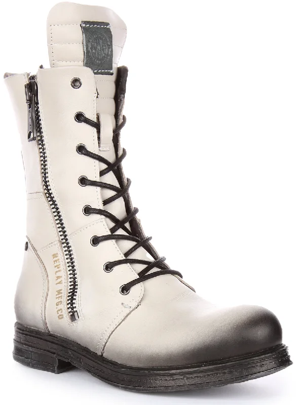 women's ankle boots with elastic sidesReplay Evy In Off White Black For Women