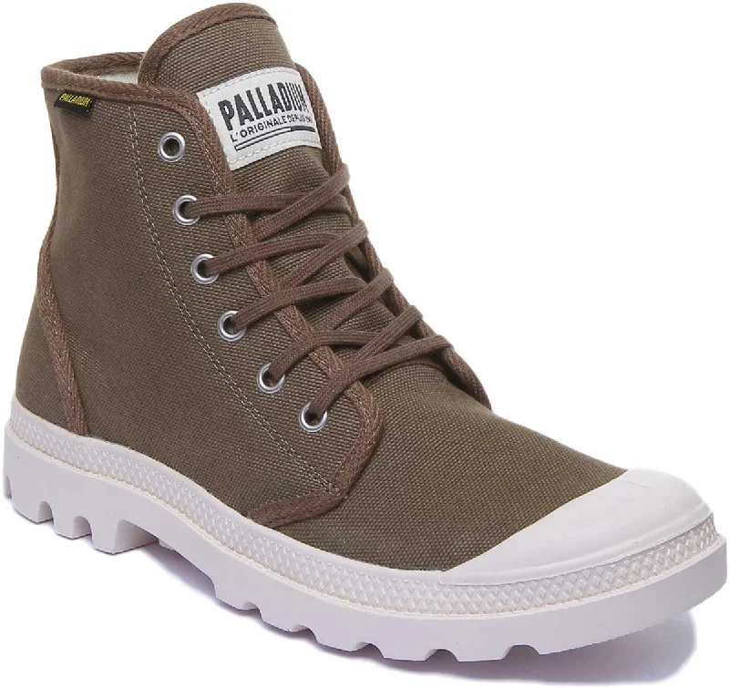 women's ankle boots with snakeskin printPalladium Pampa Hi Original In Olive