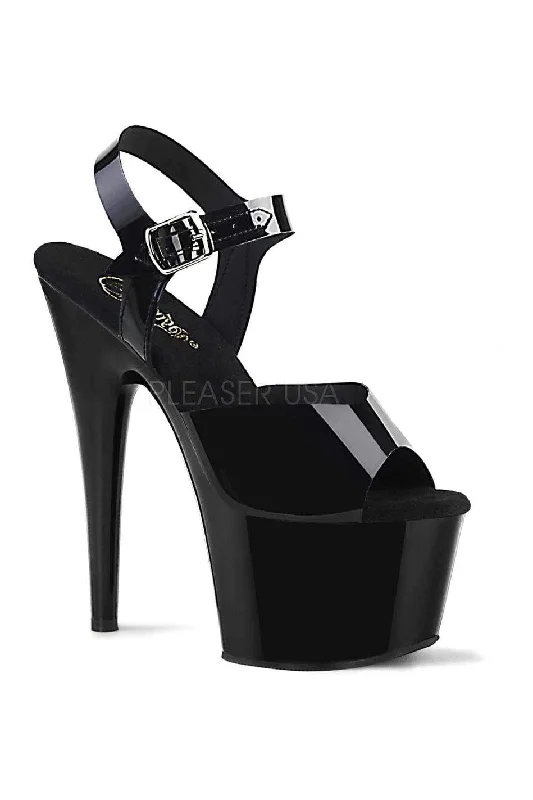 Women's Sling - Back Heeled Sandals with Cut - Out Sides in Gray for a Modern and Stylish Summer ShoeADORE-708N Platform Sandal | Black Faux Leather Women's Sling - Back Heeled Sandals with Cut - Out Sides in Gray for a Modern and Stylish Summer ShoeADORE-708N Platform Sandal | Black Faux Leather