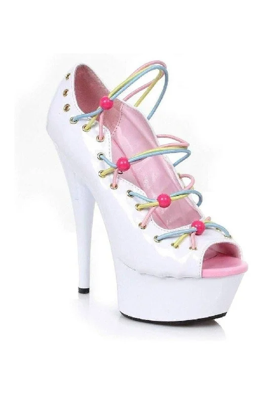 Women's wide - width stiletto heel pumps for a comfortable fit609-UNICORN Platform Pump | White Patent Women's wide - width stiletto heel pumps for a comfortable fit609-UNICORN Platform Pump | White Patent