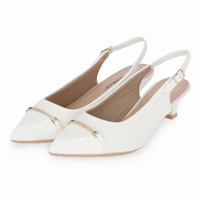 Women's water - resistant stiletto heel pumps for unexpected situationsMetropolis Sling-Back Heels -White (740.015) Women's water - resistant stiletto heel pumps for unexpected situationsMetropolis Sling-Back Heels -White (740.015)