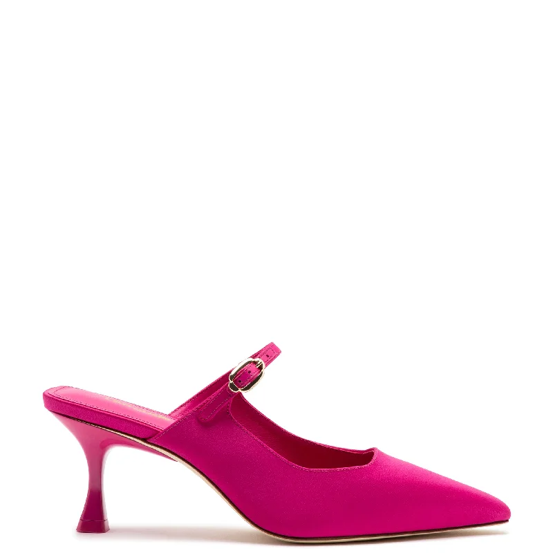 Women's burgundy stiletto heel pumps for a sophisticated appearanceInes Mule In Magenta Satin Women's burgundy stiletto heel pumps for a sophisticated appearanceInes Mule In Magenta Satin