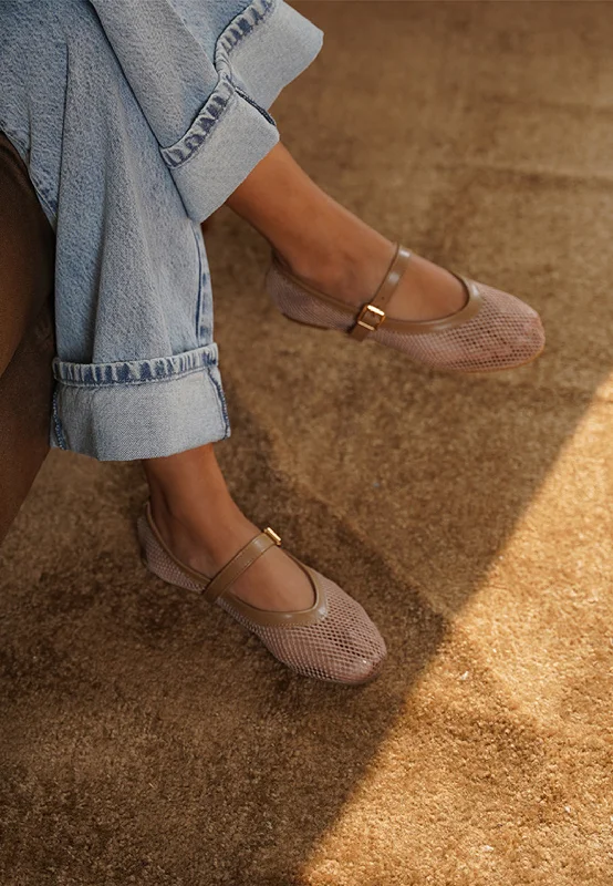 Women's lavender stiletto heel pumps for a delicate styleMESH MARY-JANES