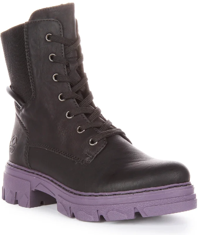 women's ankle boots for eveningRieker 74631-01 In Black Purple For Women