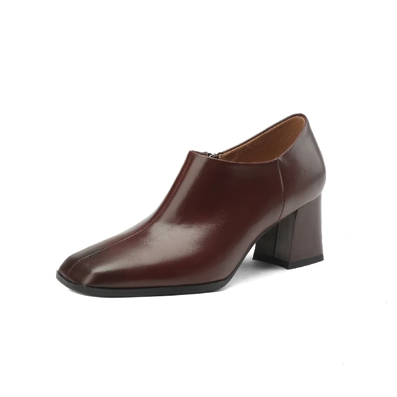 Women's adjustable - strap stiletto heel pumps for a customizable fitTinaCus Handmade Women's Genuine Leather Slip On Square Toe Mid Block Heel Side Zipper Shoes Women's adjustable - strap stiletto heel pumps for a customizable fitTinaCus Handmade Women's Genuine Leather Slip On Square Toe Mid Block Heel Side Zipper Shoes