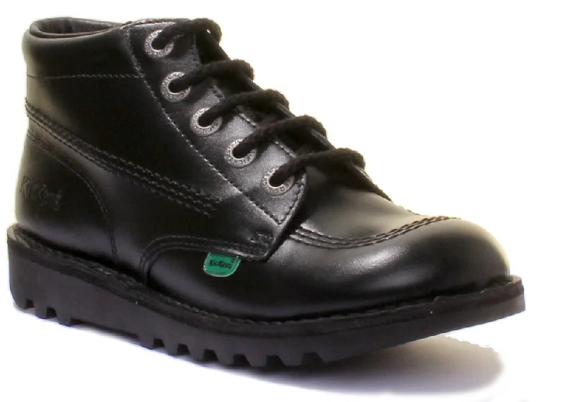 women's platform ankle bootsKickers Kick Hi Youth In Black in Teen UK Size 3 - 6
