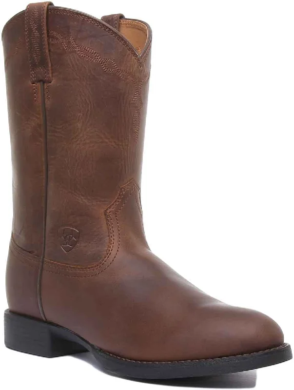 women's ankle boots with round toeAriat Heritage Roper In Brown