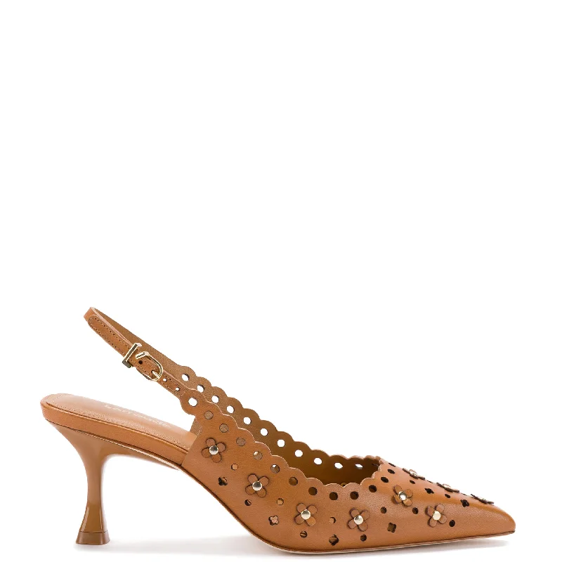 Women's ankle - strap stiletto heel pumps with a cut - out detailJasmine Pump In Biscuit Leather Women's ankle - strap stiletto heel pumps with a cut - out detailJasmine Pump In Biscuit Leather