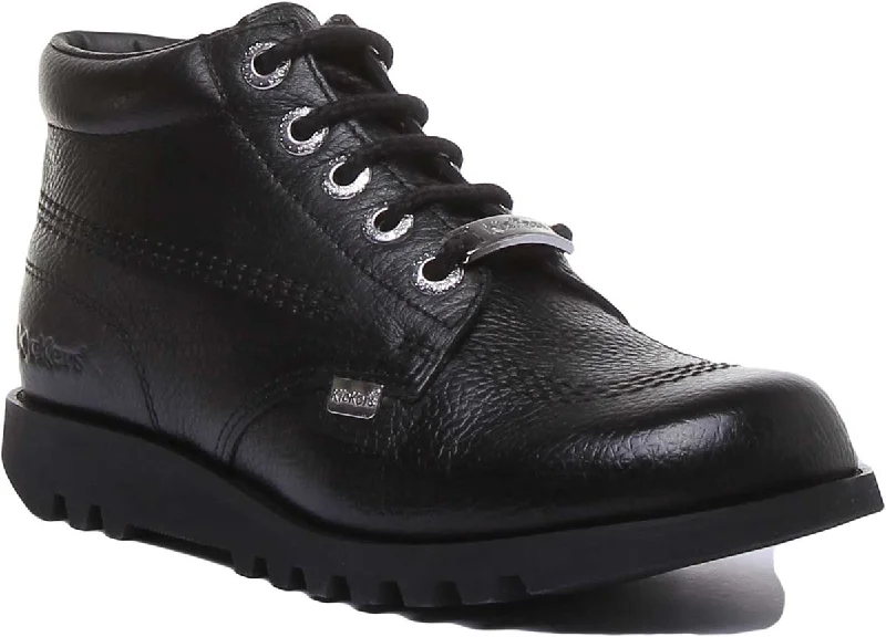 women's ankle boots for casual wearKickers Kick Hi Luxe In Black in Women UK Size 3 - 8
