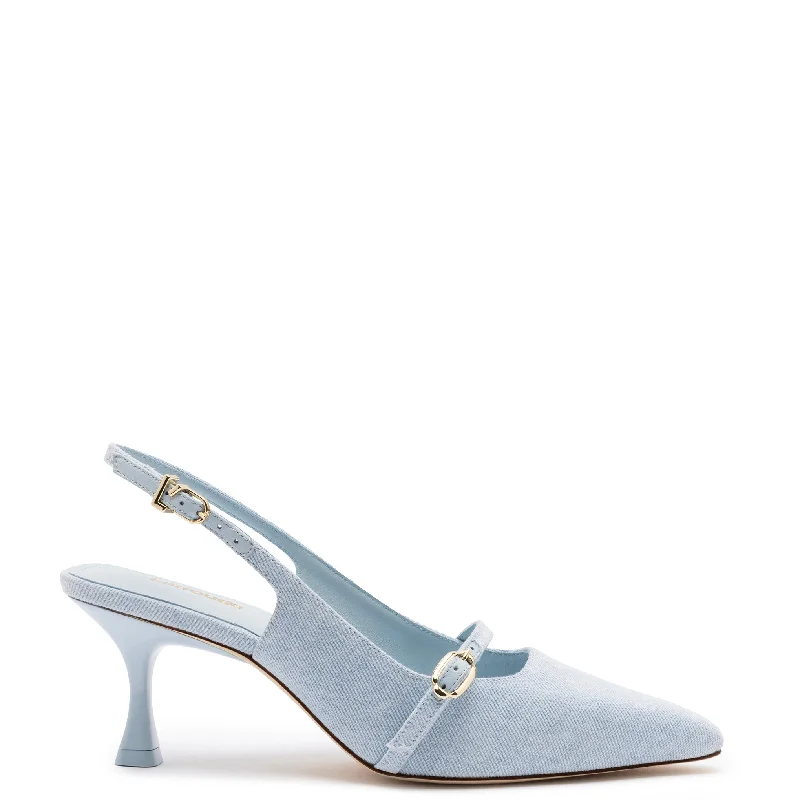 Women's patent leather stiletto heel pumps with a high - shine finishInes Pump In Maya Denim Women's patent leather stiletto heel pumps with a high - shine finishInes Pump In Maya Denim
