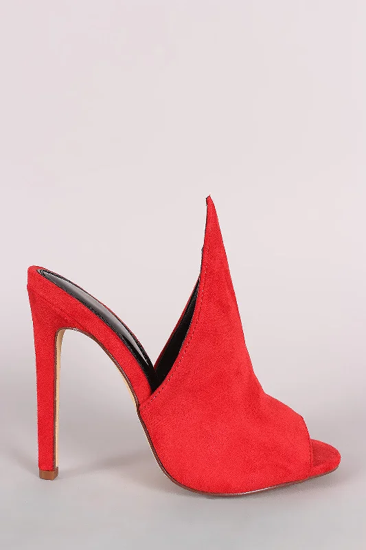 Women's forest green stiletto heel pumps for a nature - inspired lookSuede Pointed Peep Toe Mule Heel Women's forest green stiletto heel pumps for a nature - inspired lookSuede Pointed Peep Toe Mule Heel