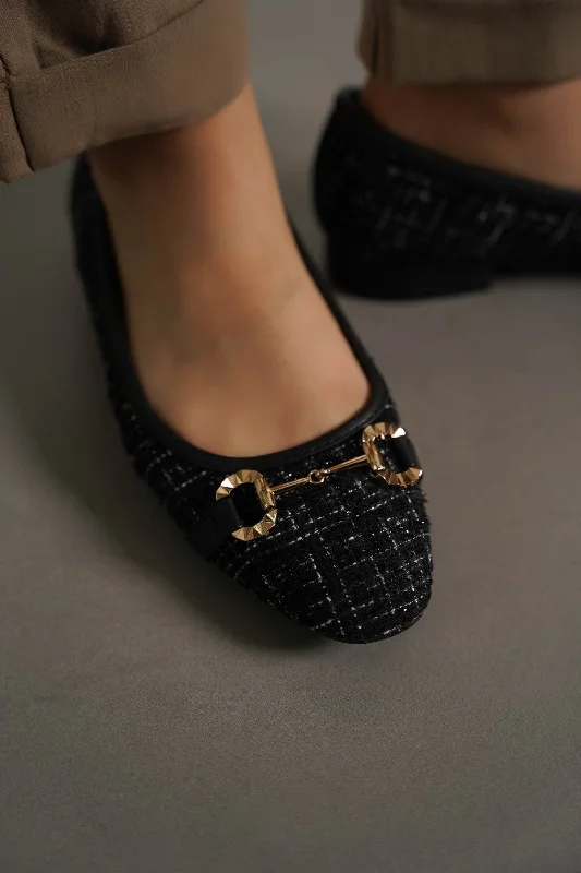 Women's holiday party stiletto heel pumps with a festive touchTINSEL TWEED PUMPS
