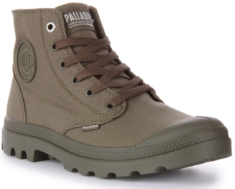 women's ankle boots with velvetPalladium Mono Chrome Boots In Olive