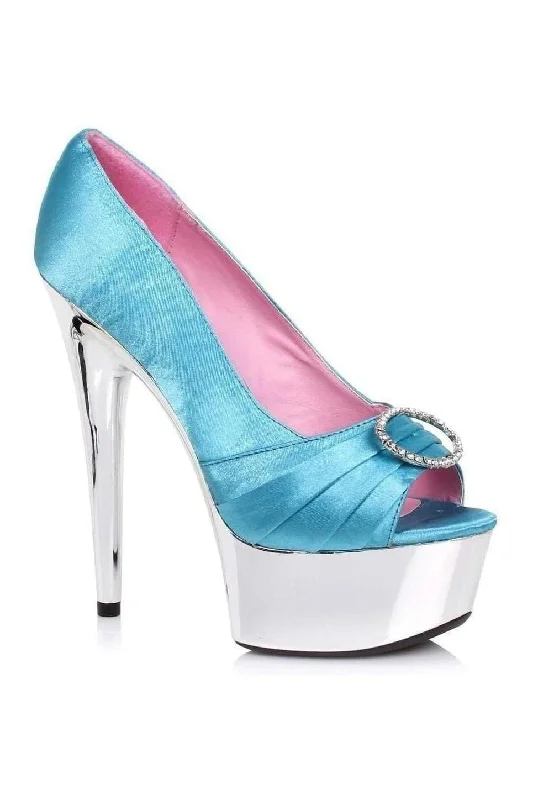 Women's velvet - covered stiletto heel pumps for a luxurious look609-LAUREN Platform Pump | Teal Genuine Satin Women's velvet - covered stiletto heel pumps for a luxurious look609-LAUREN Platform Pump | Teal Genuine Satin
