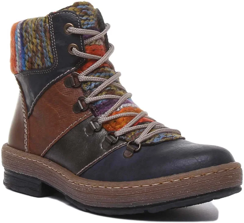 women's ankle boots with metallic finishRieker Z6744 In Blue Multi
