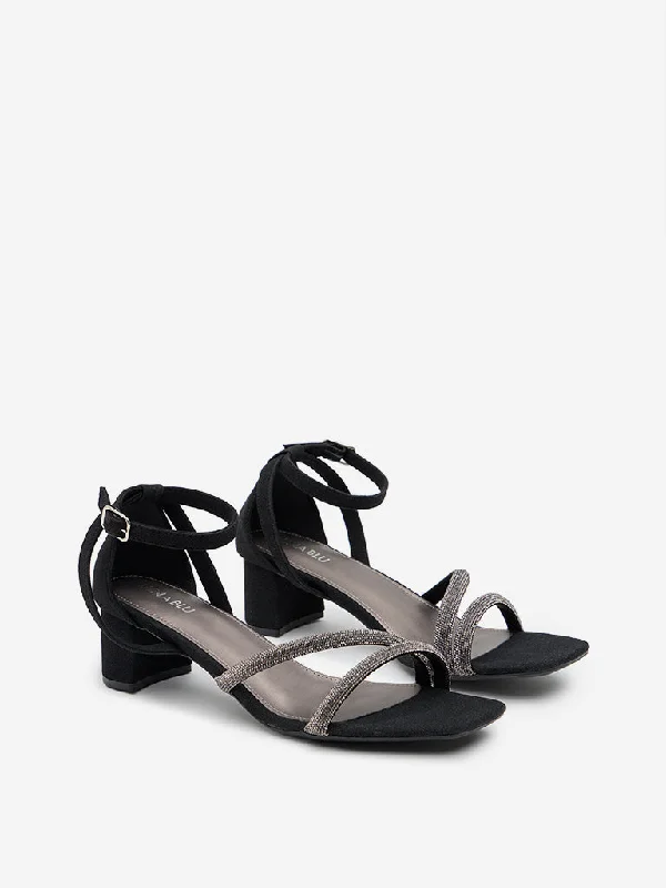 Women's Strap - Up Heeled Sandals with Rhinestone - Encrusted Strap in Purple for a Luxurious and Statement - Making PairLUNA BLU Black Diamante Embellished Heel Sandals Women's Strap - Up Heeled Sandals with Rhinestone - Encrusted Strap in Purple for a Luxurious and Statement - Making PairLUNA BLU Black Diamante Embellished Heel Sandals