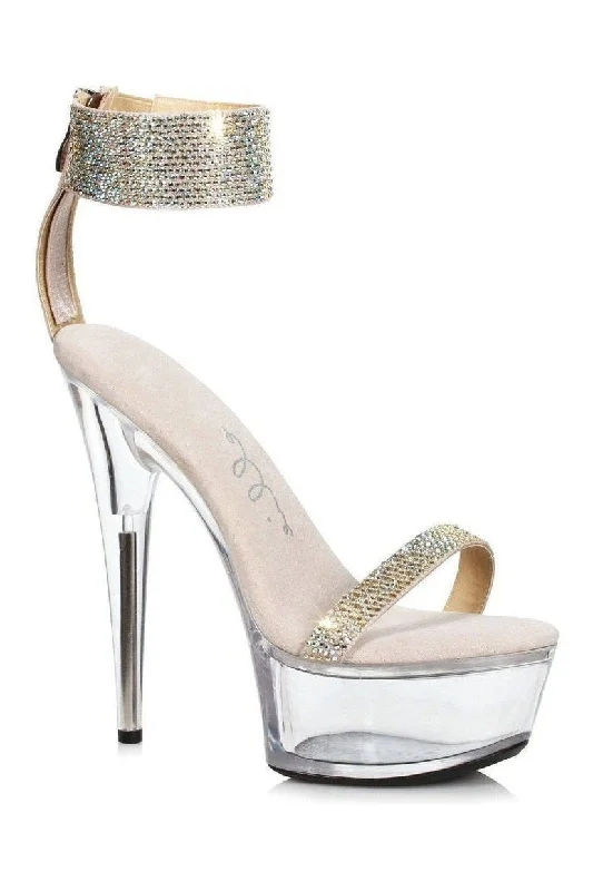 Women's Sling - Back Heeled Sandals with Cut - Out Sides in Gray for a Modern and Stylish Summer Shoe609-ANIKA Stripper Sandal | Gold Faux Leather Women's Sling - Back Heeled Sandals with Cut - Out Sides in Gray for a Modern and Stylish Summer Shoe609-ANIKA Stripper Sandal | Gold Faux Leather