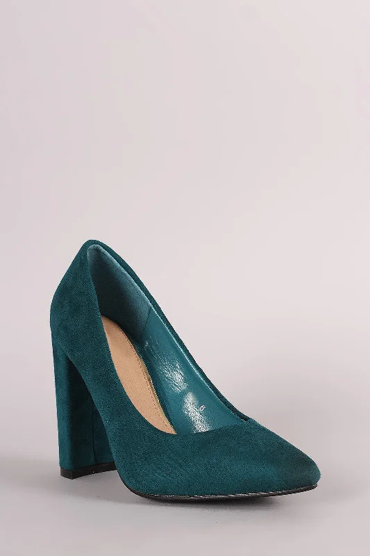 Women's padded - insole stiletto heel pumps for added comfortSuede Pointy Toe Chunky Heel Pump Women's padded - insole stiletto heel pumps for added comfortSuede Pointy Toe Chunky Heel Pump
