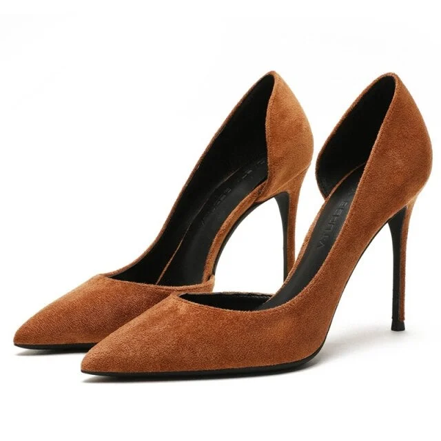 Women's charcoal gray stiletto heel pumps for a neutral yet stylish optionSexy Women's Classic 10cm Thin Heeled Pointed Toe Suede Leather Slip On Pumps Women's charcoal gray stiletto heel pumps for a neutral yet stylish optionSexy Women's Classic 10cm Thin Heeled Pointed Toe Suede Leather Slip On Pumps