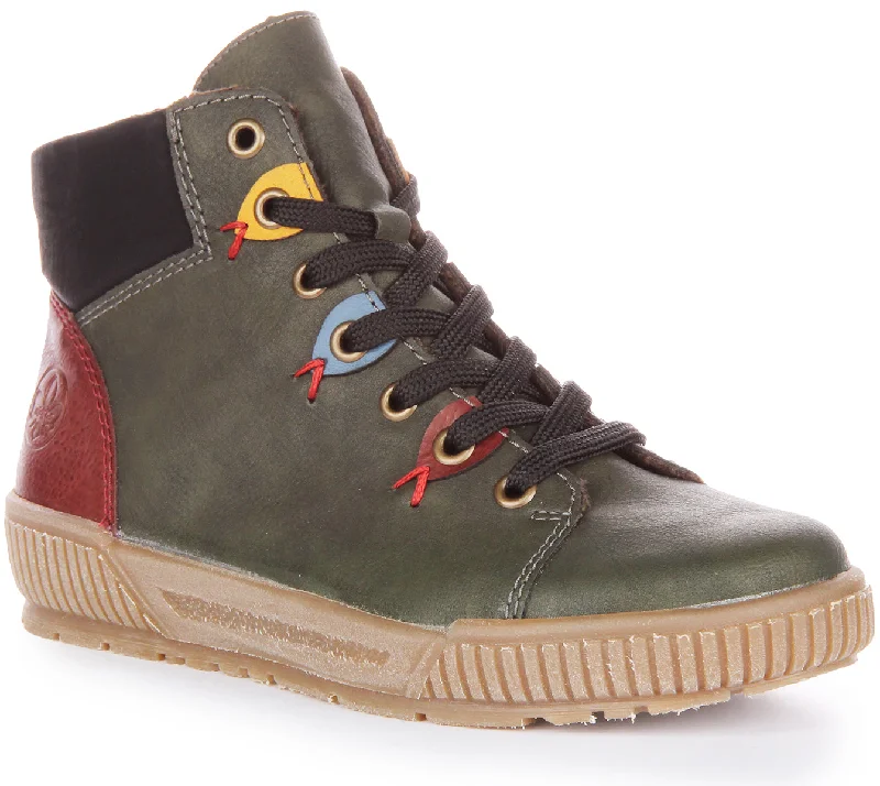 women's ankle boots with strapsRieker N0711-54 In Green Multi For Women